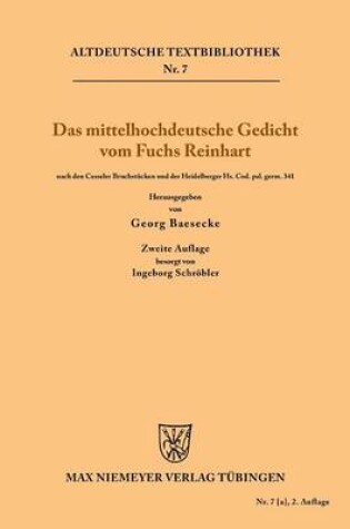 Cover of Das mittelhochdeutsche Gedicht vom Fuchs Reinhart