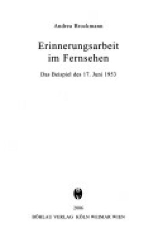 Cover of Erinnerungsarbeit Im Fernsehen