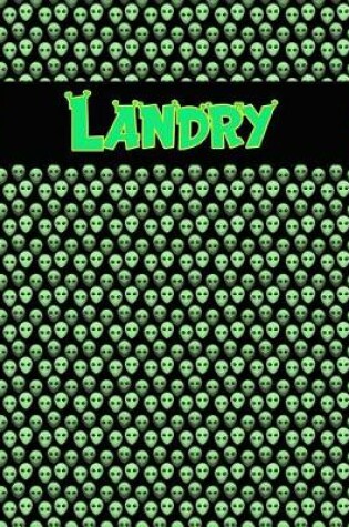 Cover of 120 Page Handwriting Practice Book with Green Alien Cover Landry