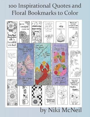 Book cover for 100 Inspirational Quotes and Floral Bookmarks to Color