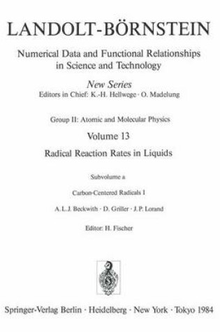 Cover of Carbon-Centered Radicals I / Kohlenstoffradikale I