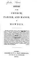 Book cover for History of the Church, Parish and Manor of Howden