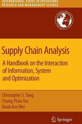 Cover of Supply Chain Analysis: A Handbook on the Interaction of Information, System and Optimization