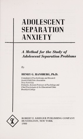 Cover of Adolescent Separation Anxiety Vol. 2