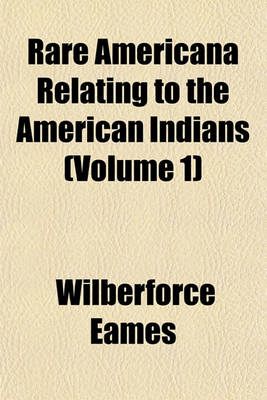 Book cover for Rare Americana Relating to the American Indians (Volume 1)