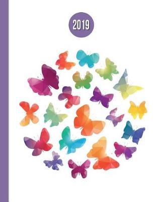 Book cover for 2019 Planner; Rainbow Butterflies