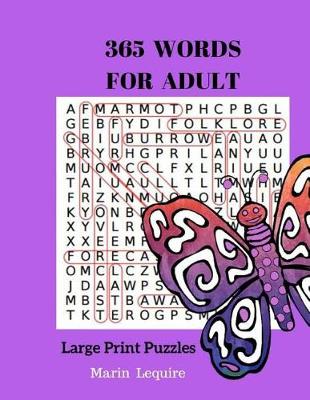 Book cover for 365 Words For Adult Large Print Puzzles Books