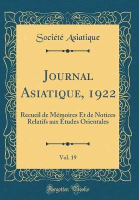 Book cover for Journal Asiatique, 1922, Vol. 19