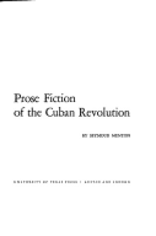 Cover of Prose Fiction of the Cuban Revolution