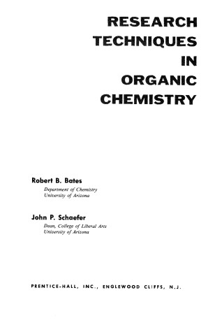 Cover of Research Techniques in Organic Chemistry