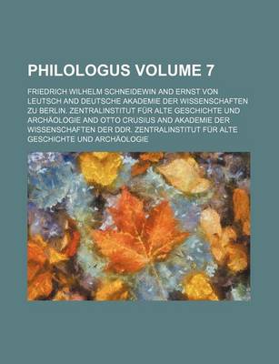 Book cover for Philologus Volume 7