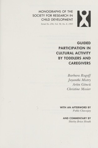 Cover of Guided Participation in Cultural Activity by Toddlers and Caregivers