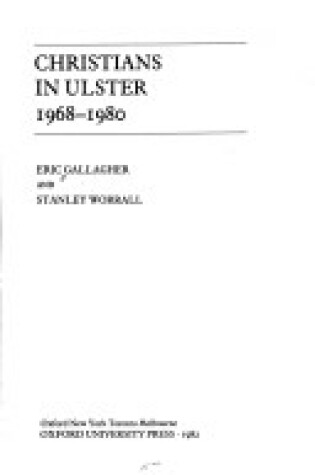 Cover of Christians in Ulster, 1968-80