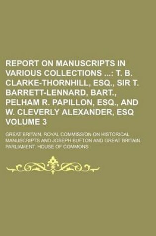 Cover of Report on Manuscripts in Various Collections Volume 3