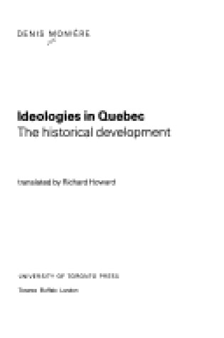 Cover of Development of Ideologies in Quebec