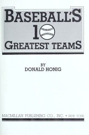 Cover of Baseball's 10 Greatest Teams