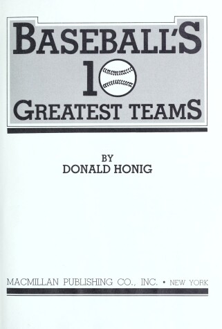 Book cover for Baseball's 10 Greatest Teams