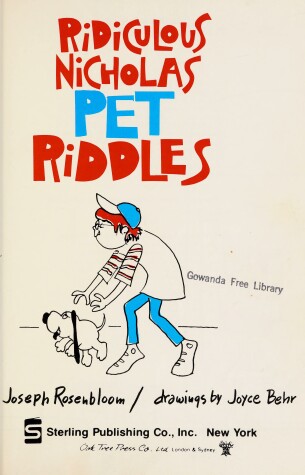 Book cover for Ridiculous Nicholas Pet Riddles