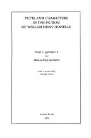 Cover of Plots and Characters in the Fiction of William Dean Howells