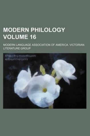 Cover of Modern Philology Volume 16