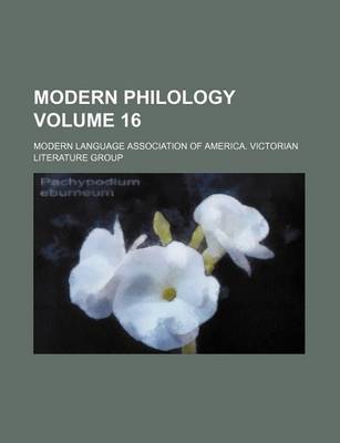 Book cover for Modern Philology Volume 16