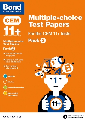 Book cover for Bond 11+: Multiple-choice Test Papers for the CEM 11+ tests Pack 2: Ready for the 2024 exam