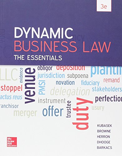 Book cover for Dynamic Business Law: The Essentials with Connect