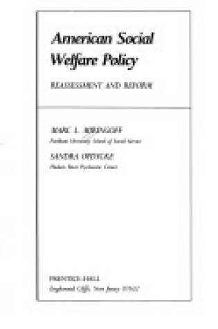 Cover of American Social Welfare Policy