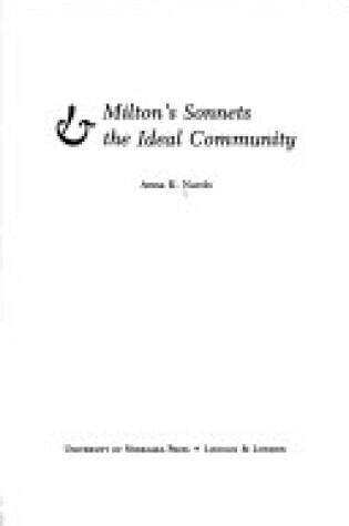 Cover of Milton's Sonnets and the Ideal Community