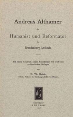 Book cover for Andreas Althamer, der Humanist und Reformator in Brandenburg-Ansbach