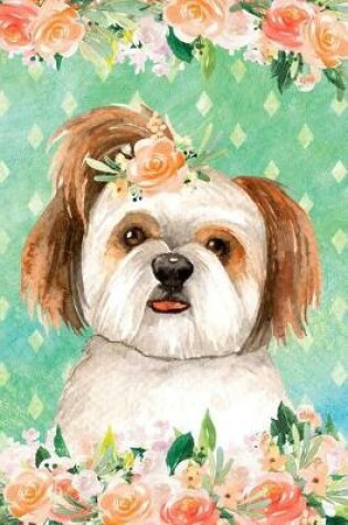 Cover of Bullet Journal Notebook for Dog Lovers Shih Tzu in Flowers 2