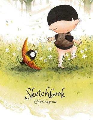 Book cover for Collect happiness sketchbook (Hand drawn illustration cover vol.1)(8.5*11) (100 pages) for Drawing, Writing, Painting, Sketching or Doodling