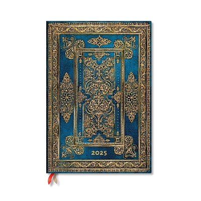Book cover for Blue Luxe (Luxe Design) Grande 12-month Vertical Hardback Dayplanner 2025 (Elastic Band Closure)