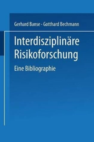 Cover of Interdisziplinäre Risikoforschung