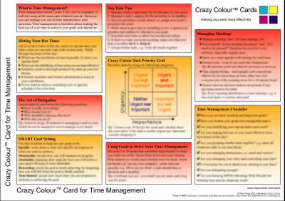 Book cover for Crazy Colour Quick Reference Card for Time Management
