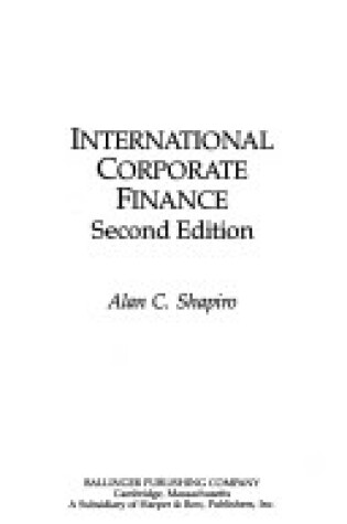 Cover of International Corporate Finance