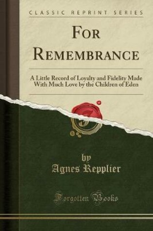 Cover of For Remembrance