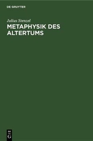 Cover of Metaphysik Des Altertums