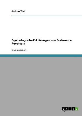 Book cover for Psychologische Erklarungen von Preference Reversals