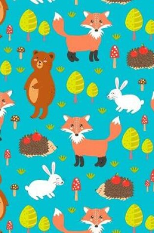 Cover of Journal Notebook Cute Foxes, Rabbits and Bears Pattern 4