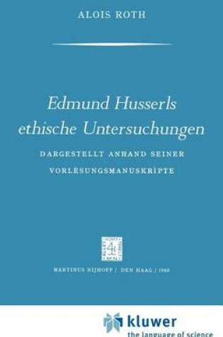 Cover of Edmund Husserls ethische Untersuchungen