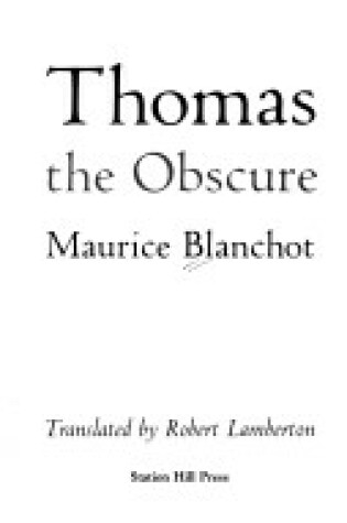 Cover of Thomas the Obscure