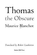 Book cover for Thomas the Obscure