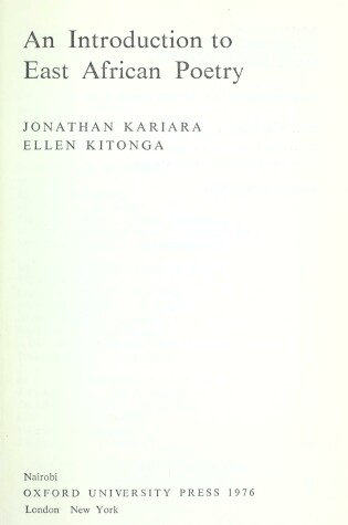 Cover of An Introduction to East African Poetry