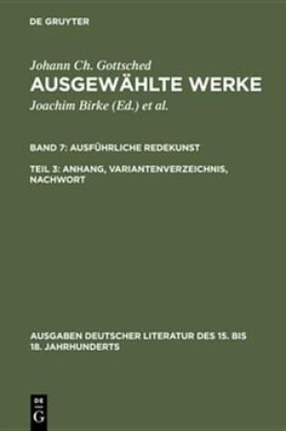 Cover of Ausfuhrliche Redekunst. Anhang, Variantenverzeichnis, Nachwort
