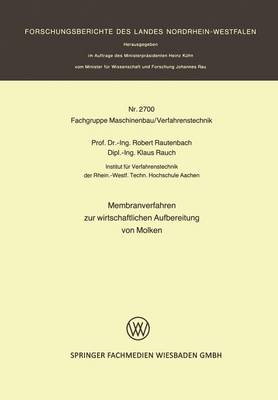 Book cover for Membranverfahren zur wirtschaftlichen Aufbereitung von Molken