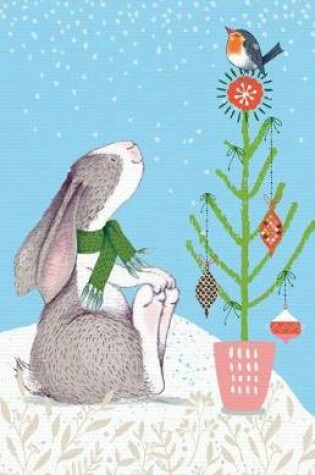 Cover of Journal Notebook Cute Bunny Rabbit In Christmas Scene