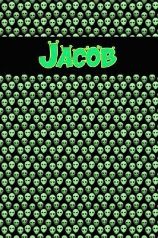 Cover of 120 Page Handwriting Practice Book with Green Alien Cover Jacob