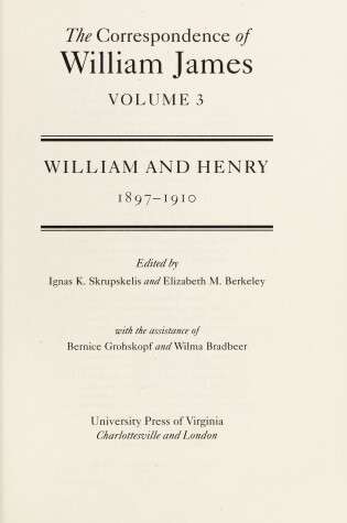 Cover of The Correspondence of William James v. 11; April 1905-March 1908