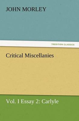 Book cover for Critical Miscellanies, Vol. I Essay 2